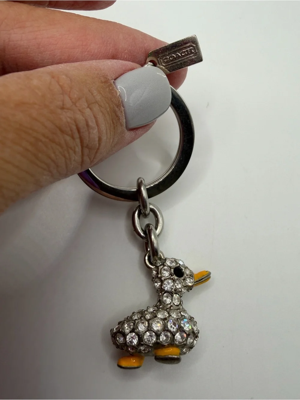 LS 🔥 Coach Swarovski crystal embossed tiny duck bag charm